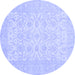 Round Oriental Blue Traditional Rug, abs728blu