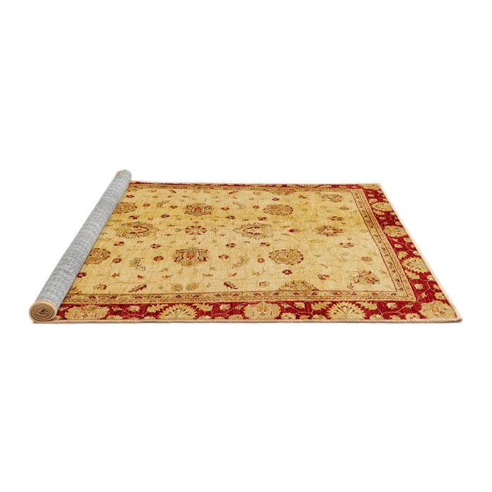 Sideview of Machine Washable Abstract Saffron Yellow Rug, wshabs729