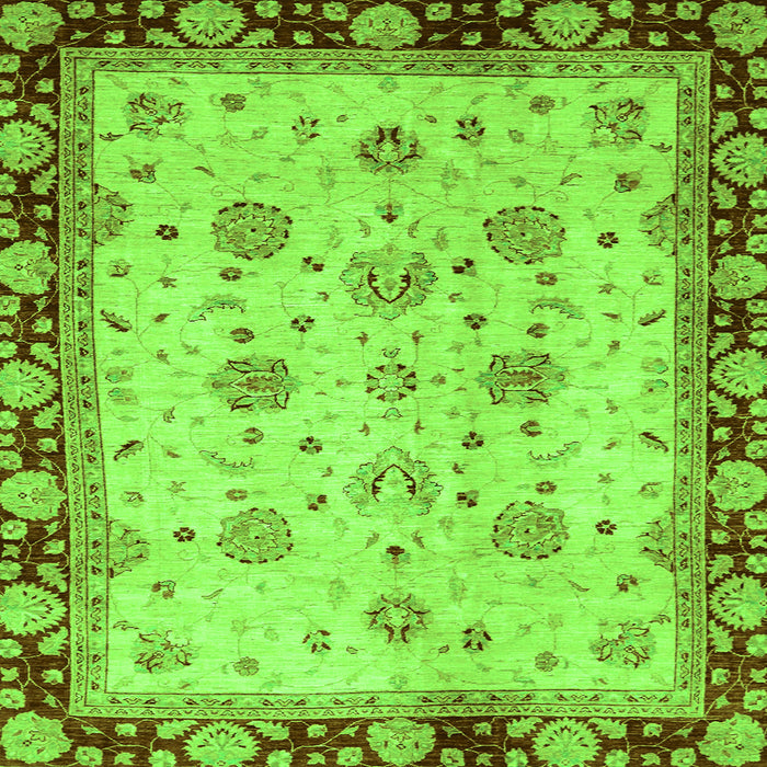 Square Machine Washable Oriental Green Traditional Area Rugs, wshabs729grn