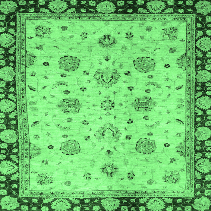 Square Oriental Emerald Green Traditional Rug, abs729emgrn