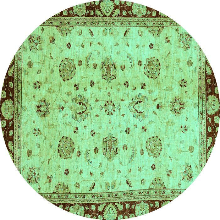 Round Oriental Turquoise Traditional Rug, abs729turq