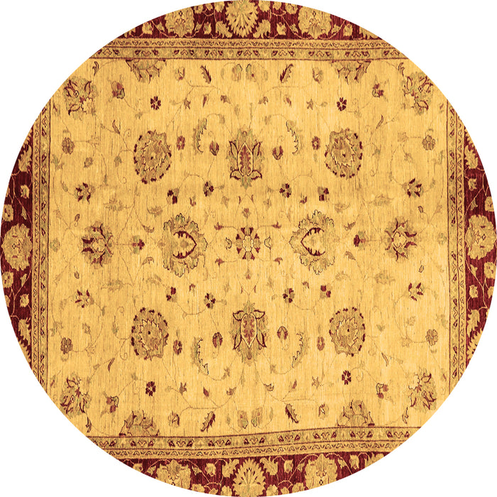 Round Oriental Brown Traditional Rug, abs729brn