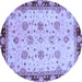 Round Oriental Blue Traditional Rug, abs729blu