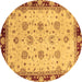 Round Machine Washable Oriental Brown Traditional Rug, wshabs729brn