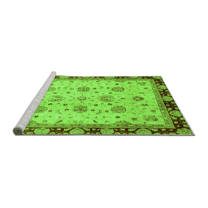 Sideview of Machine Washable Oriental Green Traditional Area Rugs, wshabs729grn