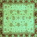 Square Oriental Turquoise Traditional Rug, abs729turq