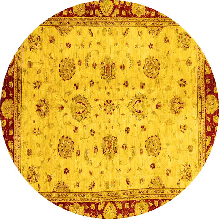 Round Oriental Yellow Traditional Rug, abs729yw