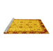 Sideview of Machine Washable Oriental Yellow Traditional Rug, wshabs729yw