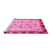 Sideview of Machine Washable Oriental Pink Traditional Rug, wshabs729pnk