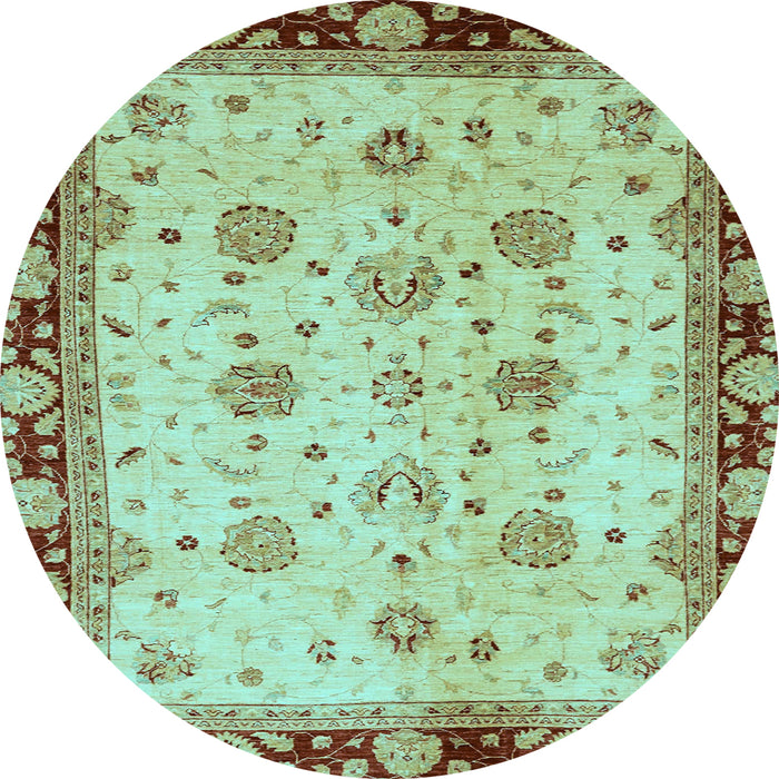 Round Oriental Light Blue Traditional Rug, abs729lblu