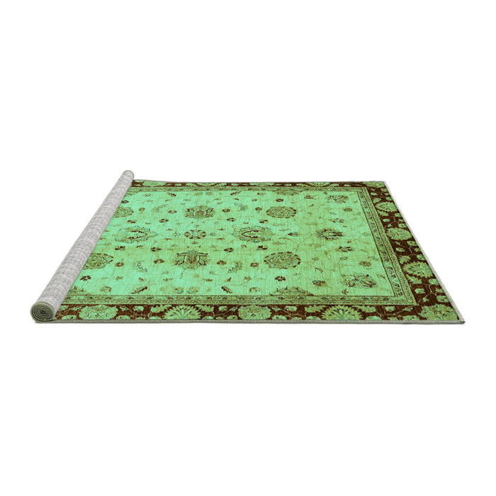 Sideview of Machine Washable Oriental Turquoise Traditional Area Rugs, wshabs729turq