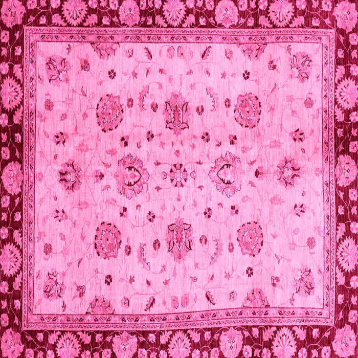 Square Machine Washable Oriental Pink Traditional Rug, wshabs729pnk