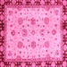 Square Machine Washable Oriental Pink Traditional Rug, wshabs729pnk