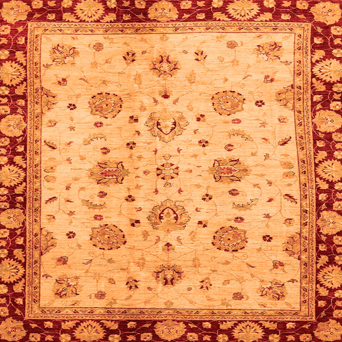 Square Machine Washable Oriental Orange Traditional Area Rugs, wshabs729org