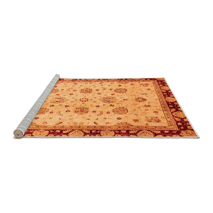 Sideview of Machine Washable Oriental Orange Traditional Area Rugs, wshabs729org
