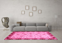 Machine Washable Oriental Pink Traditional Rug, wshabs729pnk