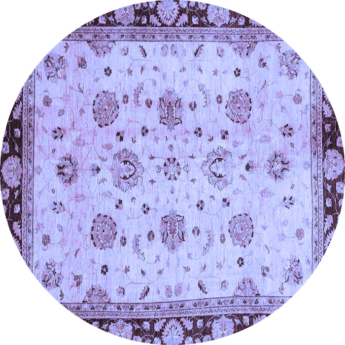 Round Machine Washable Oriental Blue Traditional Rug, wshabs729blu