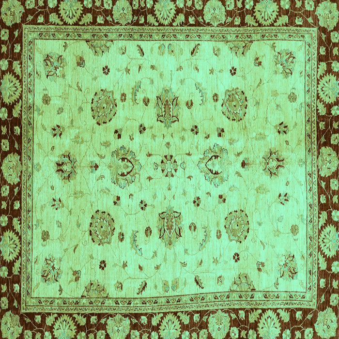Square Machine Washable Oriental Turquoise Traditional Area Rugs, wshabs729turq