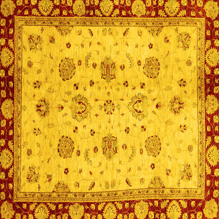 Square Machine Washable Oriental Yellow Traditional Rug, wshabs729yw