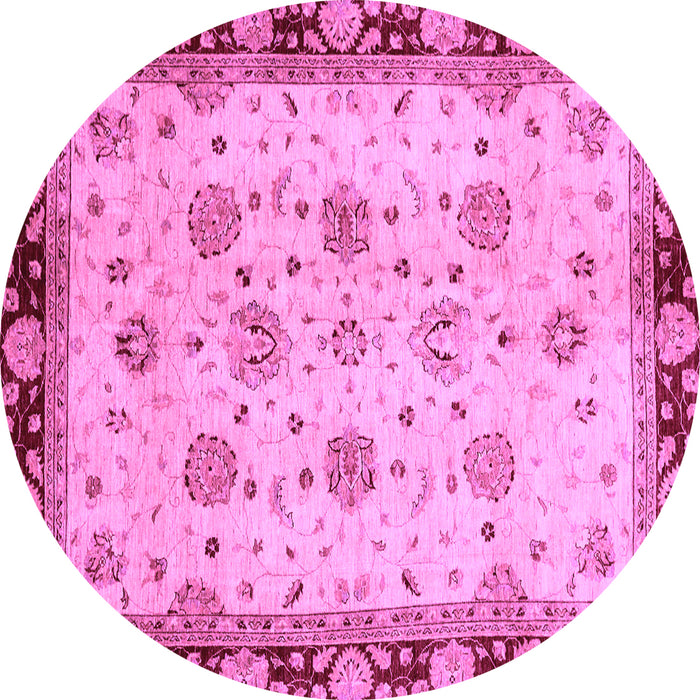 Round Oriental Purple Traditional Rug, abs729pur