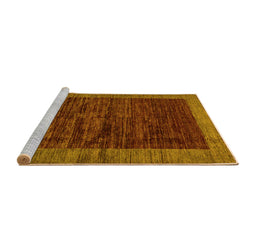 Sideview of Machine Washable Abstract Yellow Modern Rug, wshabs72yw