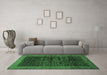 Machine Washable Abstract Emerald Green Modern Area Rugs in a Living Room,, wshabs72emgrn