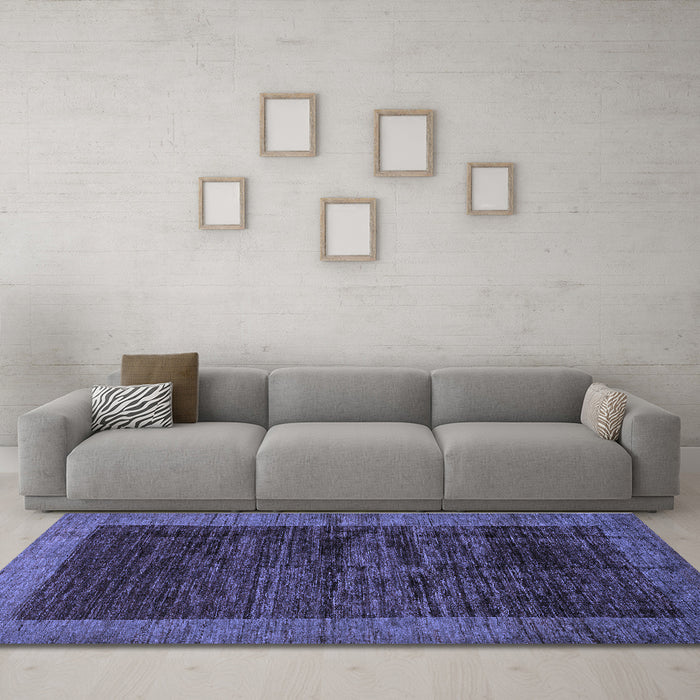 Machine Washable Abstract Blue Modern Rug in a Living Room, wshabs72blu