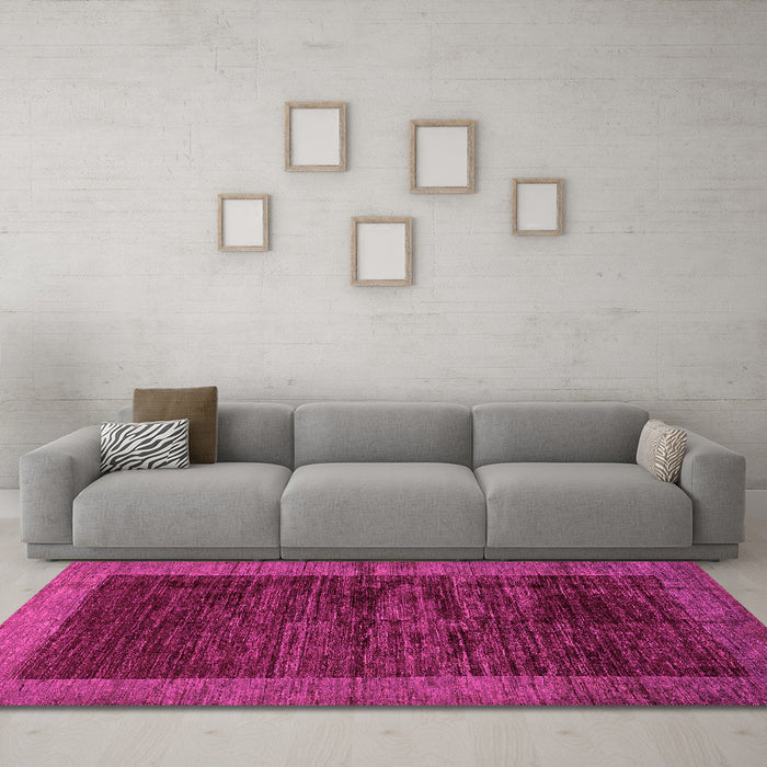 Machine Washable Abstract Pink Modern Rug in a Living Room, wshabs72pnk