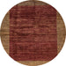 Round Machine Washable Abstract Red Rug, wshabs72