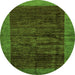 Round Machine Washable Abstract Green Modern Area Rugs, wshabs72grn