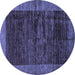 Round Abstract Blue Modern Rug, abs72blu