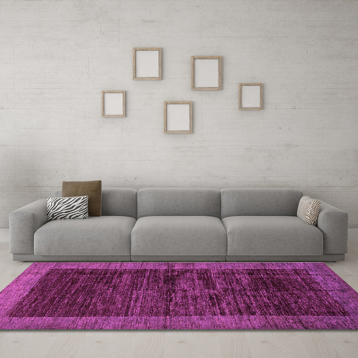 Machine Washable Abstract Purple Modern Area Rugs in a Living Room, wshabs72pur