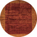 Round Machine Washable Abstract Orange Modern Area Rugs, wshabs72org