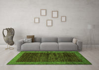 Machine Washable Abstract Green Modern Rug, wshabs72grn