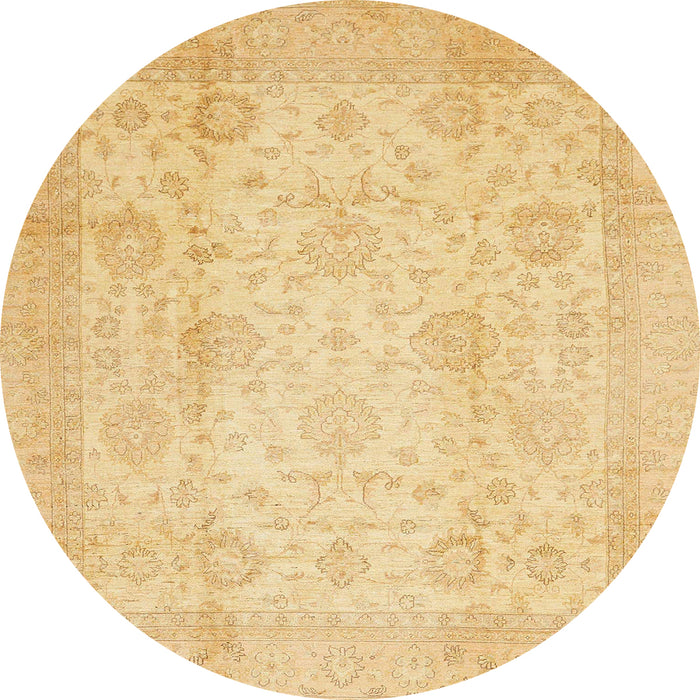 Round Machine Washable Abstract Mustard Yellow Rug, wshabs730