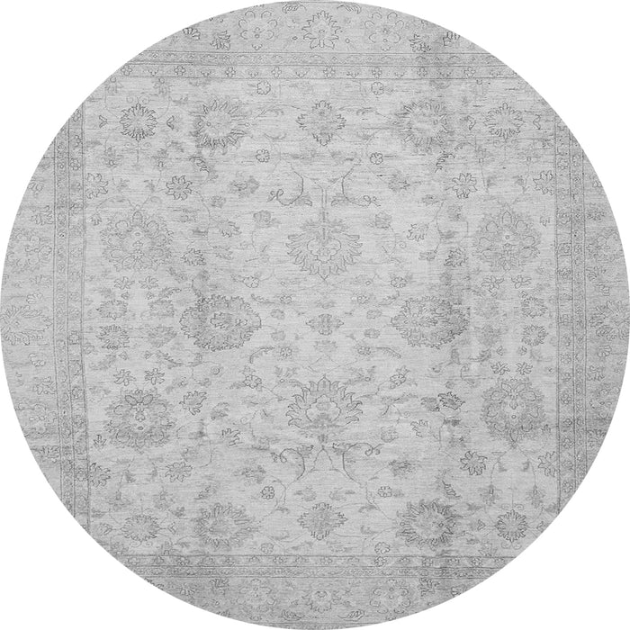 Round Machine Washable Oriental Gray Traditional Rug, wshabs730gry