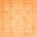 Square Machine Washable Oriental Orange Traditional Area Rugs, wshabs730org