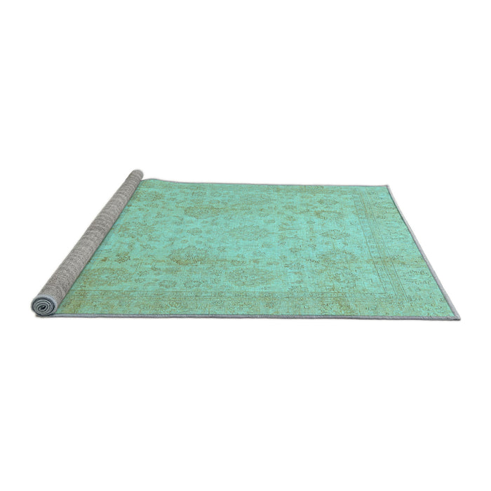 Sideview of Machine Washable Oriental Light Blue Traditional Rug, wshabs730lblu