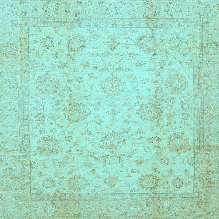 Square Machine Washable Oriental Light Blue Traditional Rug, wshabs730lblu