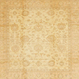 Square Abstract Mustard Yellow Oriental Rug, abs730