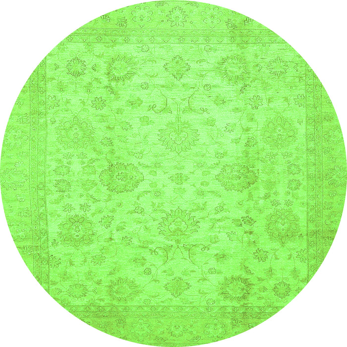Round Oriental Green Traditional Rug, abs730grn