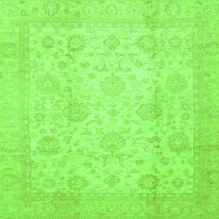 Square Machine Washable Oriental Green Traditional Area Rugs, wshabs730grn