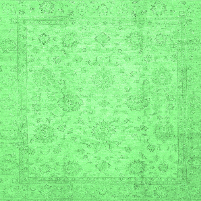 Square Machine Washable Oriental Emerald Green Traditional Area Rugs, wshabs730emgrn