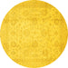 Round Oriental Yellow Traditional Rug, abs730yw