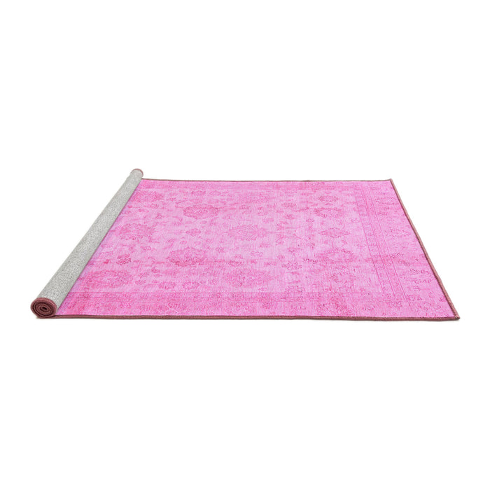 Sideview of Machine Washable Oriental Pink Traditional Rug, wshabs730pnk