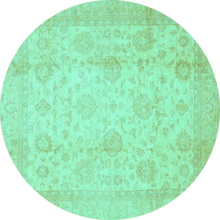 Round Oriental Turquoise Traditional Rug, abs730turq