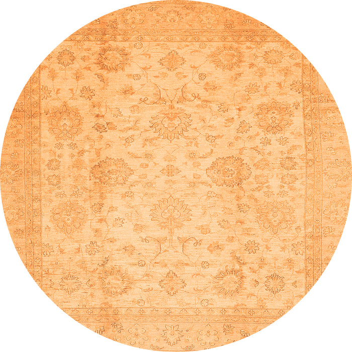 Round Oriental Orange Traditional Rug, abs730org