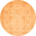 Round Oriental Orange Traditional Rug, abs730org