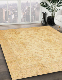 Machine Washable Abstract Mustard Yellow Rug in a Family Room, wshabs730