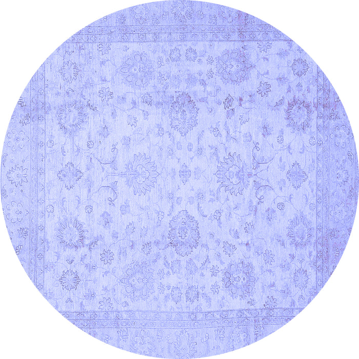 Round Machine Washable Oriental Blue Traditional Rug, wshabs730blu